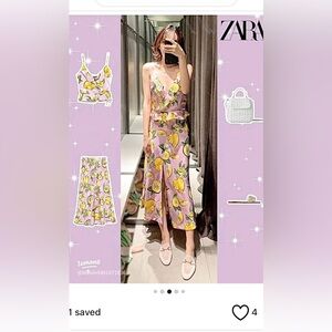 Zara NWT Lemon print skirt